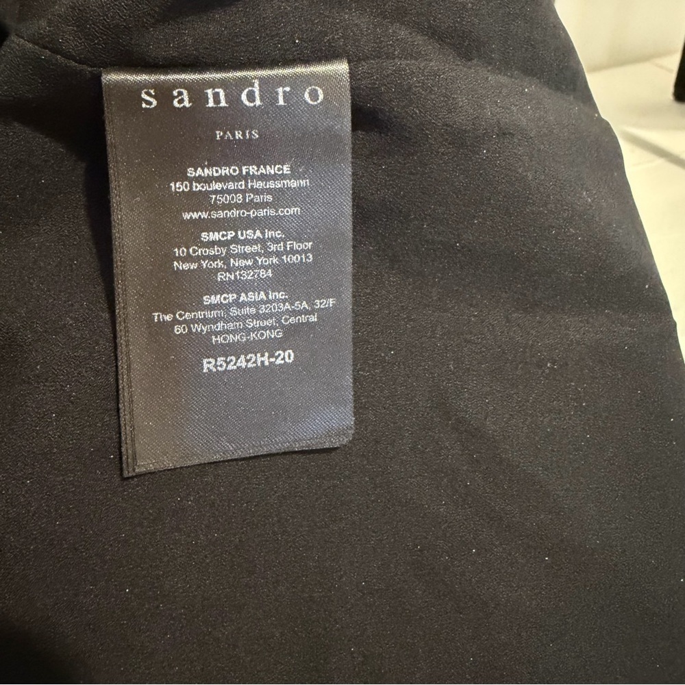Sandro Black Fidele Tie-Neck Lace Mini Dress Size 2 - 41482 - Picture 9 of 12